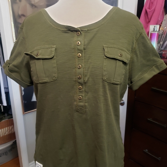 Chaps Denim Pocket Top - Picture 4 of 13